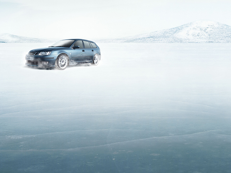 Ice driving with a Saab